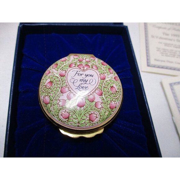 Enamel Box Halcyon Days St. Valentines Day 1993 Snuff Pill Jewelry lovers - Picture 1 of 7